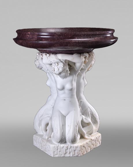 Jean-Jacques FEUCHÈRE (attribué à), Jardinière aux trois tritonnes en porphyre et en marbre, première moitié du XIXe siècle-4