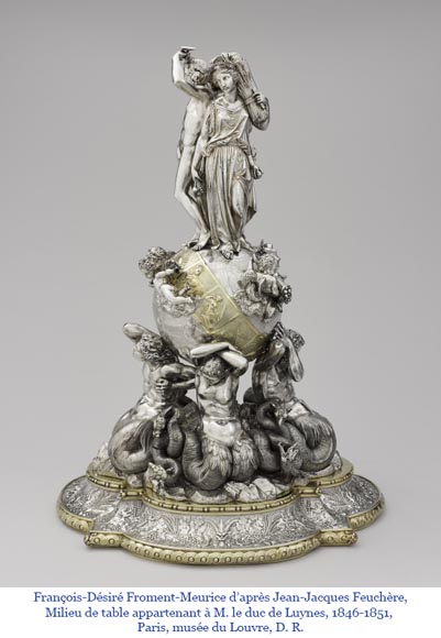 Jean-Jacques FEUCHÈRE (attribué à), Jardinière aux trois tritonnes en porphyre et en marbre, première moitié du XIXe siècle-14