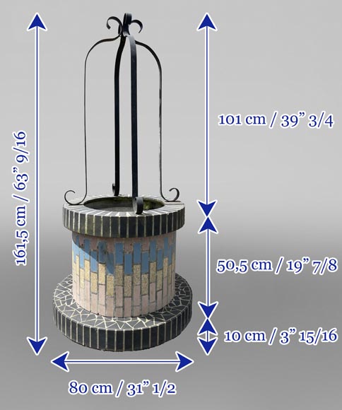Puits orné de carreaux de céramique polychromes, années 1980-8