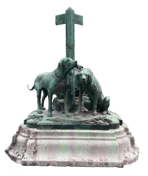 Auguste-Nicolas CAÏN, Deux importants groupes en bronze à patine vert foncé, 1893-1