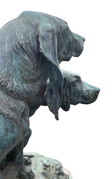Auguste-Nicolas CAÏN, Deux importants groupes en bronze à patine vert foncé, 1893-5