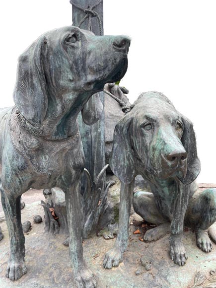 Auguste-Nicolas CAÏN, Deux importants groupes en bronze à patine vert foncé, 1893-8
