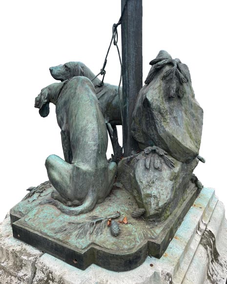 Auguste-Nicolas CAÏN, Deux importants groupes en bronze à patine vert foncé, 1893-9