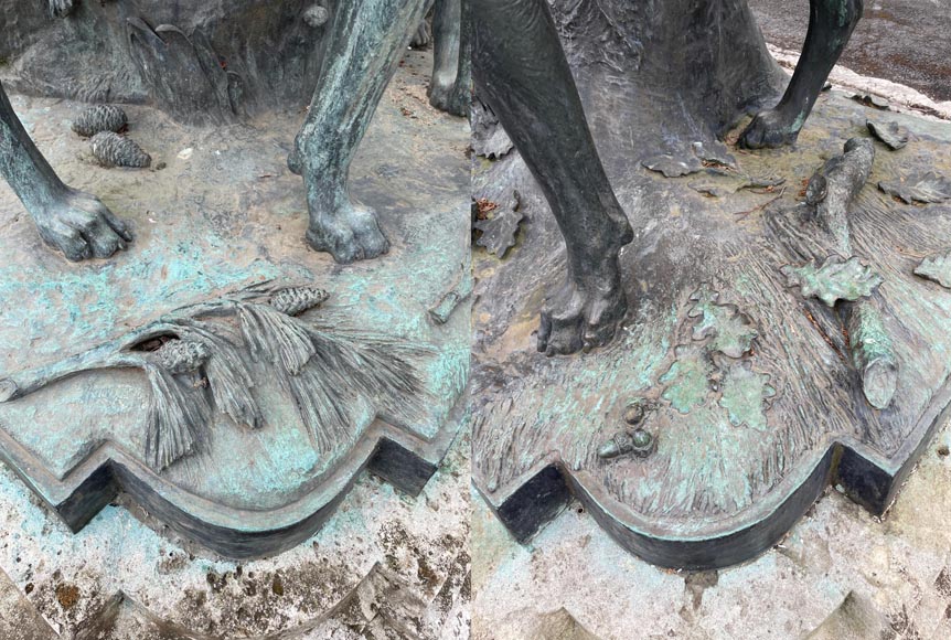 Auguste-Nicolas CAÏN, Deux importants groupes en bronze à patine vert foncé, 1893-11