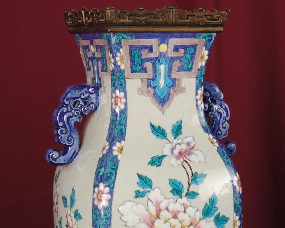 Maison Alphonse GIROUX et Charles FICQUENET : Paire de Vases japonisants-5