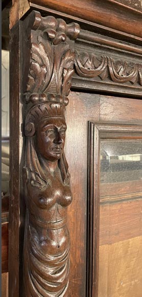 Grande Double Porte Vitrée Napoléon III en Chêne Sculpté - Style Renaissance Grande Double Porte Vitrée Napoléon III en Chêne Sculpté - Style Renaissance-3