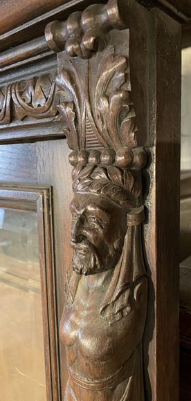 Grande Double Porte Vitrée Napoléon III en Chêne Sculpté - Style Renaissance Grande Double Porte Vitrée Napoléon III en Chêne Sculpté - Style Renaissance-4