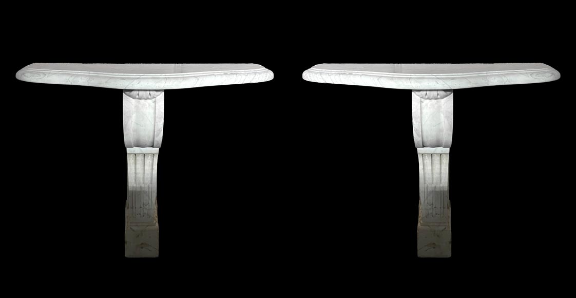 Paire de consoles en marbre de Carrare-5