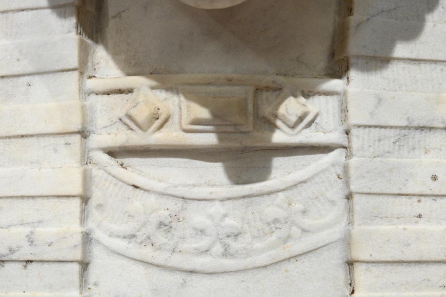 Paire de sphinges en marbre de Carrare sculpté, XIXᵉ siècle-7