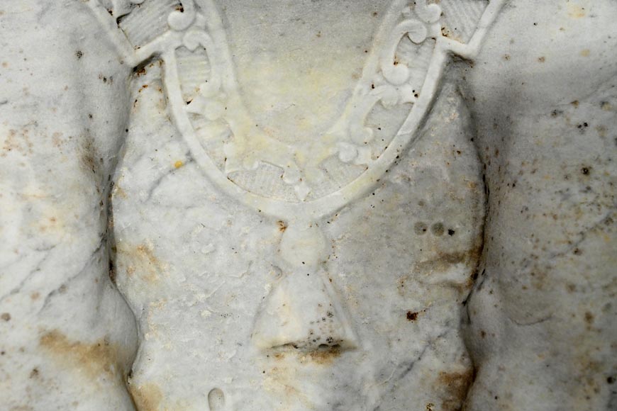 Paire de sphinges en marbre de Carrare sculpté, XIXᵉ siècle-8