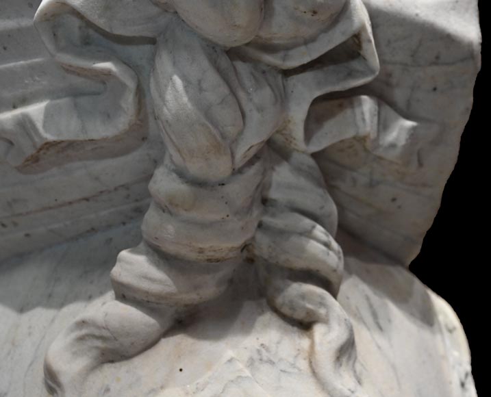 Paire de sphinges en marbre de Carrare sculpté, XIXᵉ siècle-11