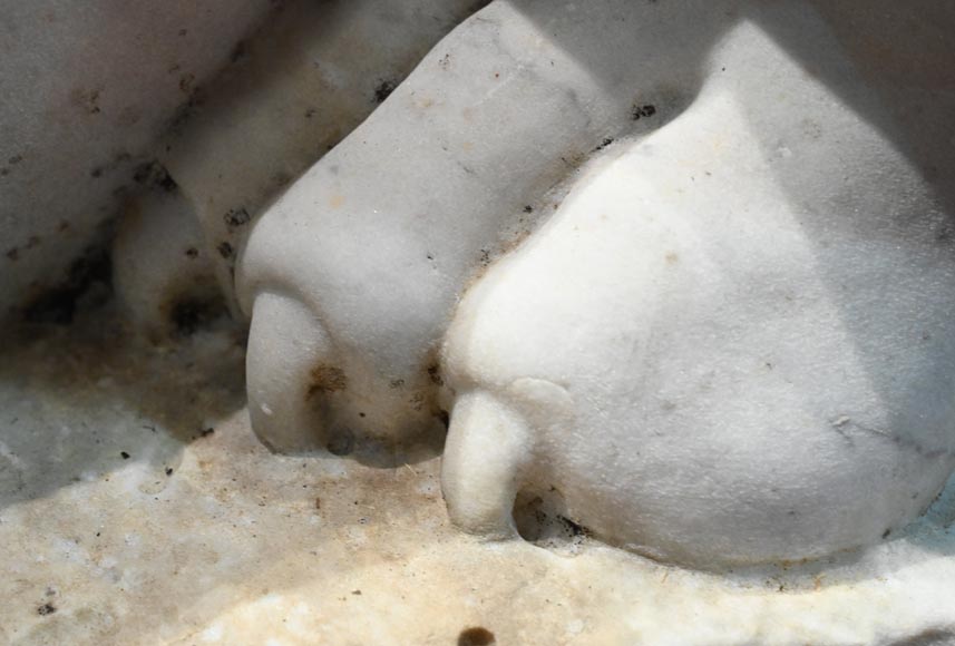 Paire de sphinges en marbre de Carrare sculpté, XIXᵉ siècle-14
