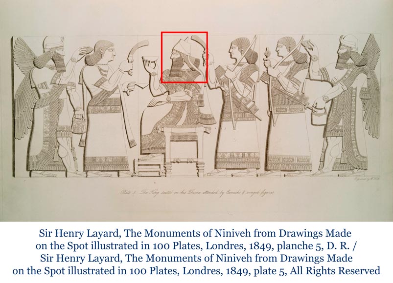 BALLEROY & Cie (porcelaine), Joseph Albert PONSIN (peintre), Paire de plats d’ornement ornés des portraits d’un Assyrien et d’une Assyrienne, 1876 ?-24