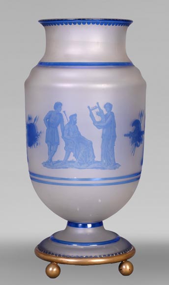 Jacques Louis Kessler Paire de vases gravés d’un décor néo-grec grâce au procédé « Kessler » Milieu du XIXe siècle-1