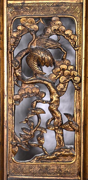 Maison MARNYHAC (attrib.) – Miroir en bronze doré ajouré, décor de style vietnamien-8