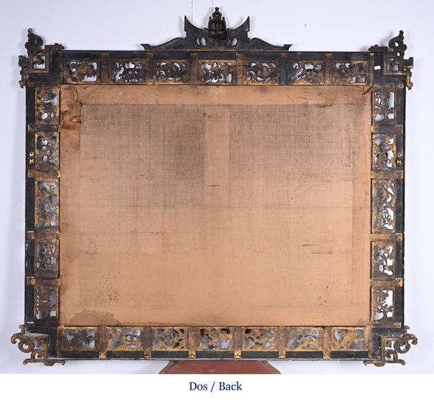 Maison MARNYHAC (attrib.) – Miroir en bronze doré ajouré, décor de style vietnamien-9