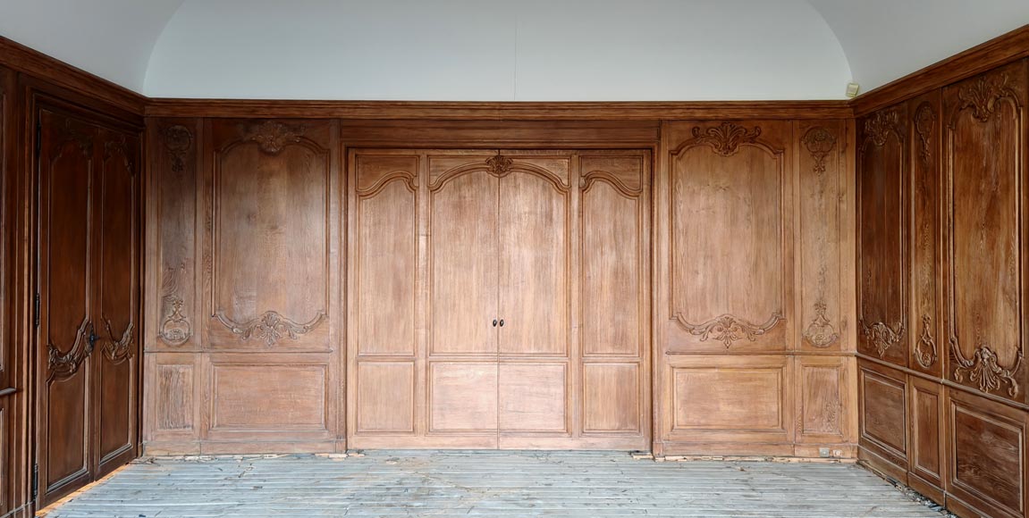 Boiserie de style Louis XV en chêne sculpté avec des éléments anciens Boiserie de style Louis XV en chêne sculpté avec des éléments anciens-4