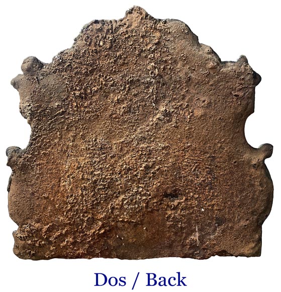 Plaque de cheminée armoriée et décorée de lions-7