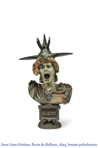 J. SERRE, Paire de cariatides en bronze représentant Bellone-15