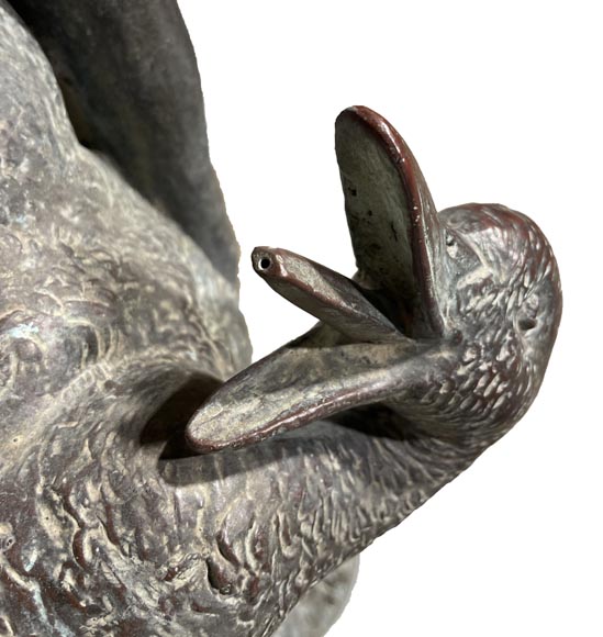 Statue de fontaine en bronze, Italie, XIXe siècle Satyre tenant des canards-7