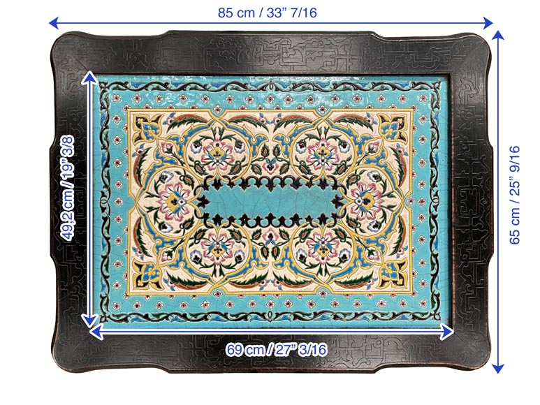 MARTIN-BREY, Table japonisante au plateau en faïence émaillée-10