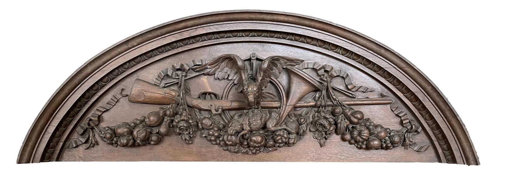 Grande bibliothèque en chêne de style Napoléon III – Thématique des Quatre Saisons-4