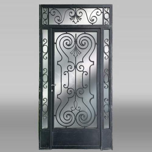 Porte d’extérieur en fonte de fer et verre, vers 1900