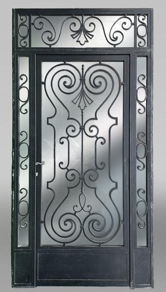 Porte d’extérieur en fonte de fer et verre, vers 1900-0