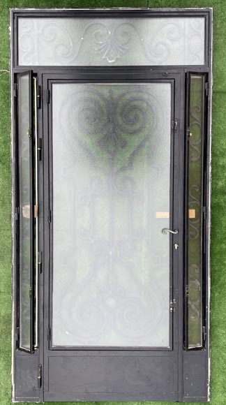 Porte d’extérieur en fonte de fer et verre, vers 1900-1