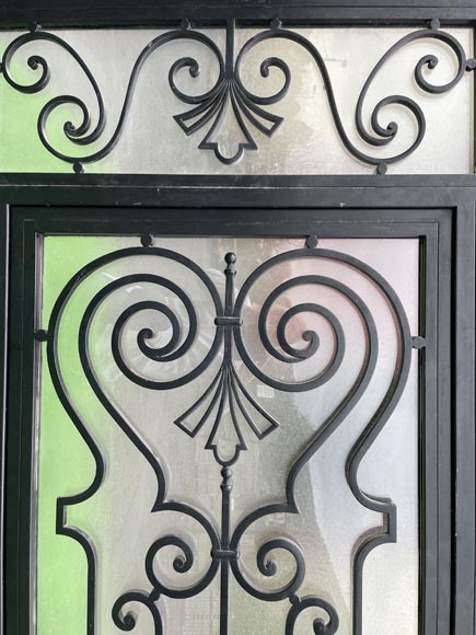 Porte d’extérieur en fonte de fer et verre, vers 1900-3