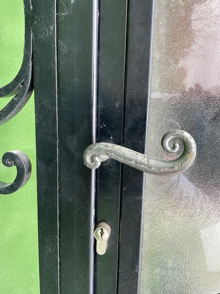 Porte d’extérieur en fonte de fer et verre, vers 1900-4