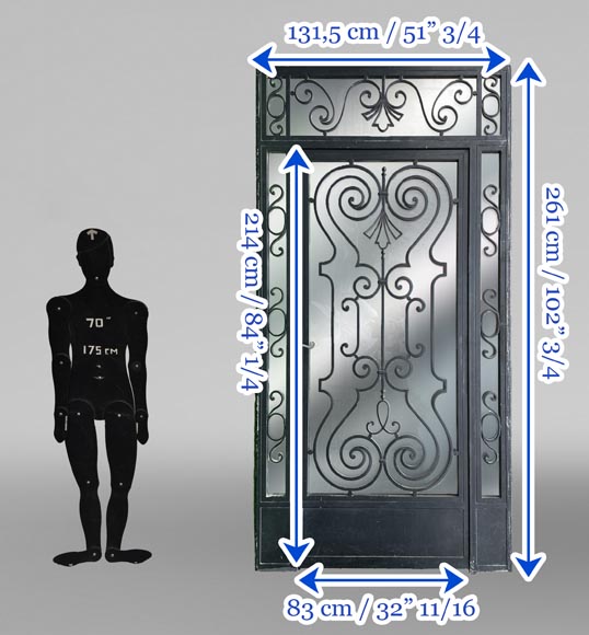 Porte d’extérieur en fonte de fer et verre, vers 1900-5