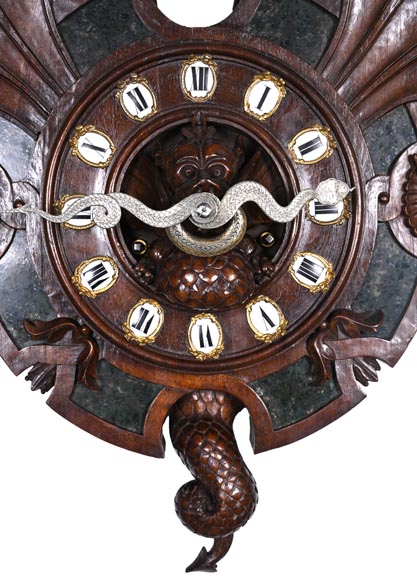 Pendule japonisante en bois sculpté et pierre semi-dure – XIXème siècle-1