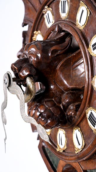 Pendule japonisante en bois sculpté et pierre semi-dure – XIXème siècle-4