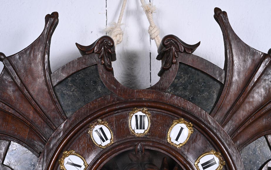 Pendule japonisante en bois sculpté et pierre semi-dure – XIXème siècle-7