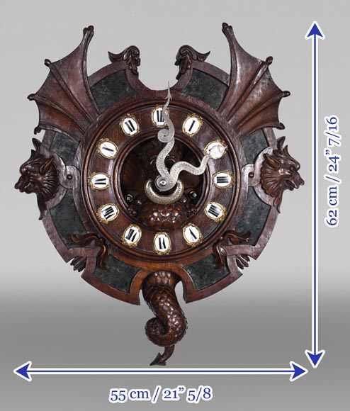 Pendule japonisante en bois sculpté et pierre semi-dure – XIXème siècle-12