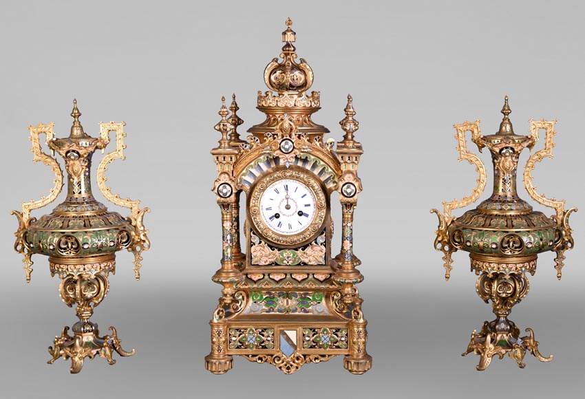Charles Stanislas MATIFAT, pendule double-face et garnitures de style persan, 1851-0