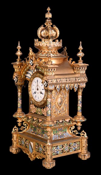 Charles Stanislas MATIFAT, pendule double-face et garnitures de style persan, 1851-2