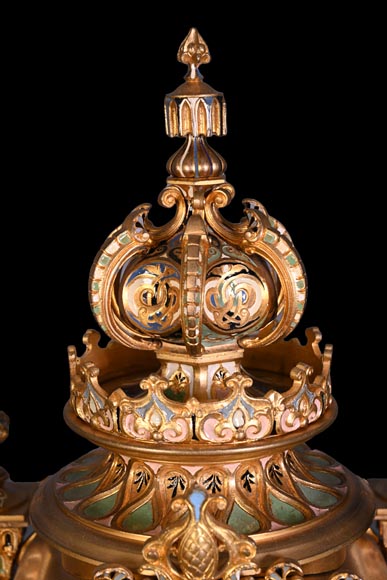 Charles Stanislas MATIFAT, pendule double-face et garnitures de style persan, 1851-4