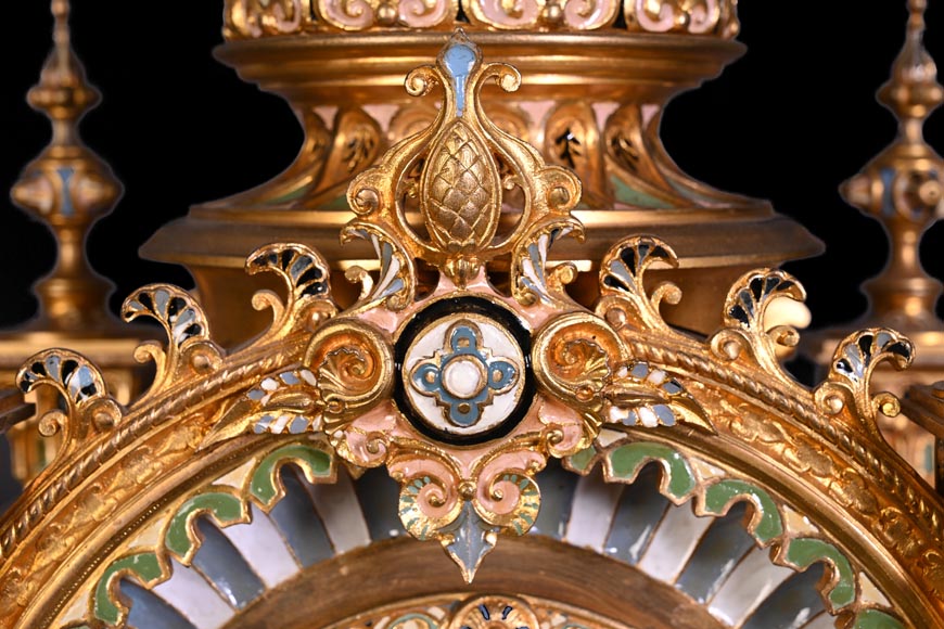 Charles Stanislas MATIFAT, pendule double-face et garnitures de style persan, 1851-5