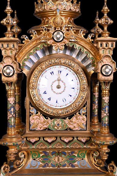 Charles Stanislas MATIFAT, pendule double-face et garnitures de style persan, 1851-6