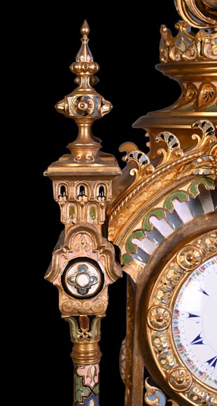 Charles Stanislas MATIFAT, pendule double-face et garnitures de style persan, 1851-9