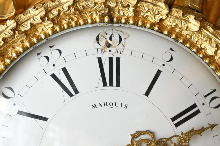 MARQUIS Louis-Auguste, Garniture de cheminée de style Louis XVI en bronze doré et scagliola-8