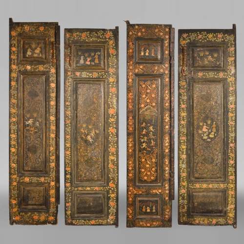 Art Qâdjâr, Ensemble de portes décorées d’importantes scènes de vie persane, fin XIXe siècle