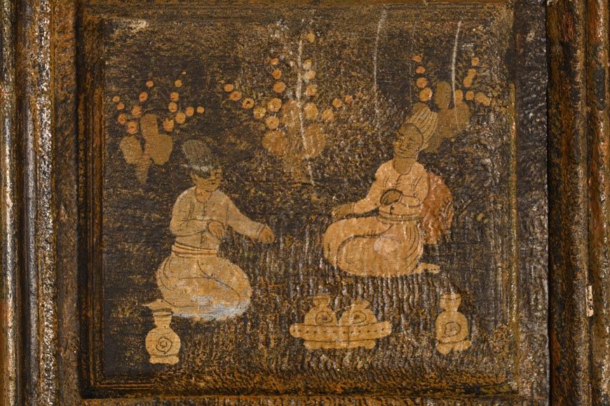 Art Qâdjâr, Ensemble de portes décorées d’importantes scènes de vie persane, fin XIXe siècle-6