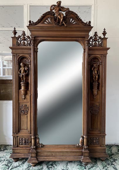 Louis MALARD, chambre à coucher en noyer sculpté-6