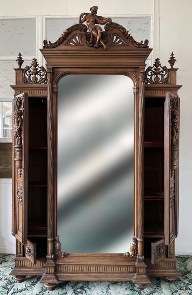Louis MALARD, chambre à coucher en noyer sculpté-7