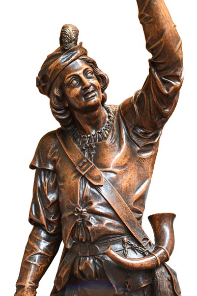 RIBAILLER et MAZAROZ, Paire de statues en noyer d’un chasseur et d’un pêcheur, après l’Exposition universelle de 1855-1