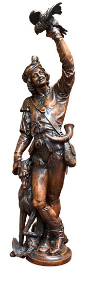 RIBAILLER et MAZAROZ, Paire de statues en noyer d’un chasseur et d’un pêcheur, après l’Exposition universelle de 1855-2