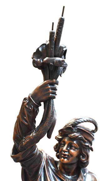 RIBAILLER et MAZAROZ, Paire de statues en noyer d’un chasseur et d’un pêcheur, après l’Exposition universelle de 1855-7
